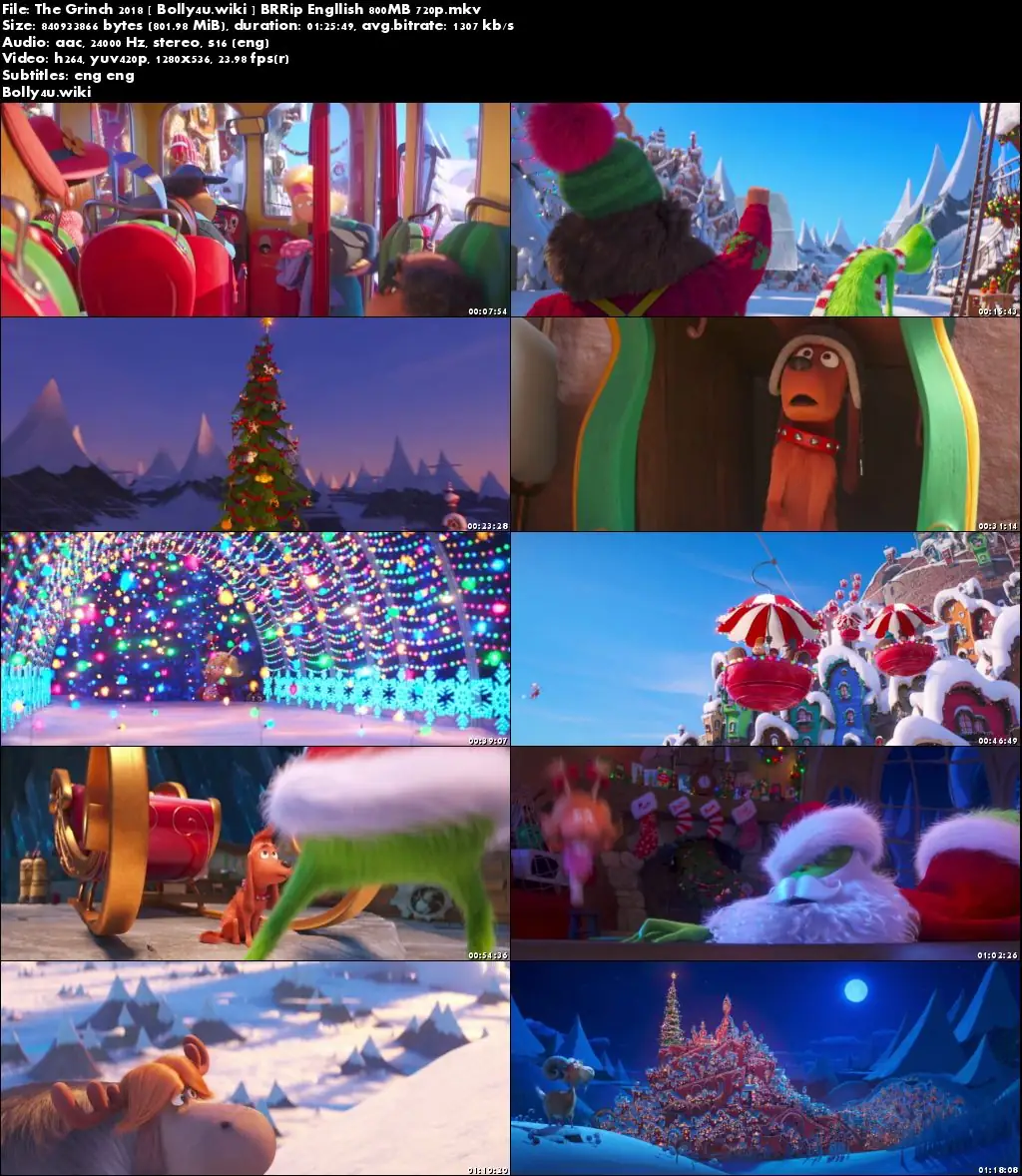 The Grinch 2018 BRRip 800MB English 720p ESub Download