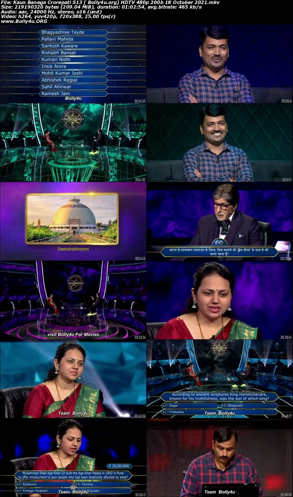Kaun Banega Crorepati S13 HDTV 480p 200b 18 October 2021 Download