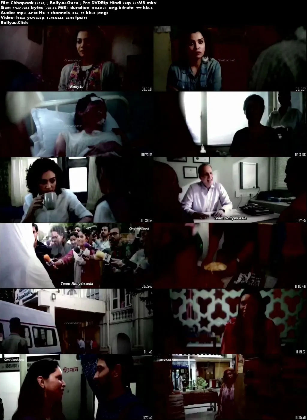 Chhapaak 2020 Pre DVDRip 300MB Full Hindi Movie Download 480p