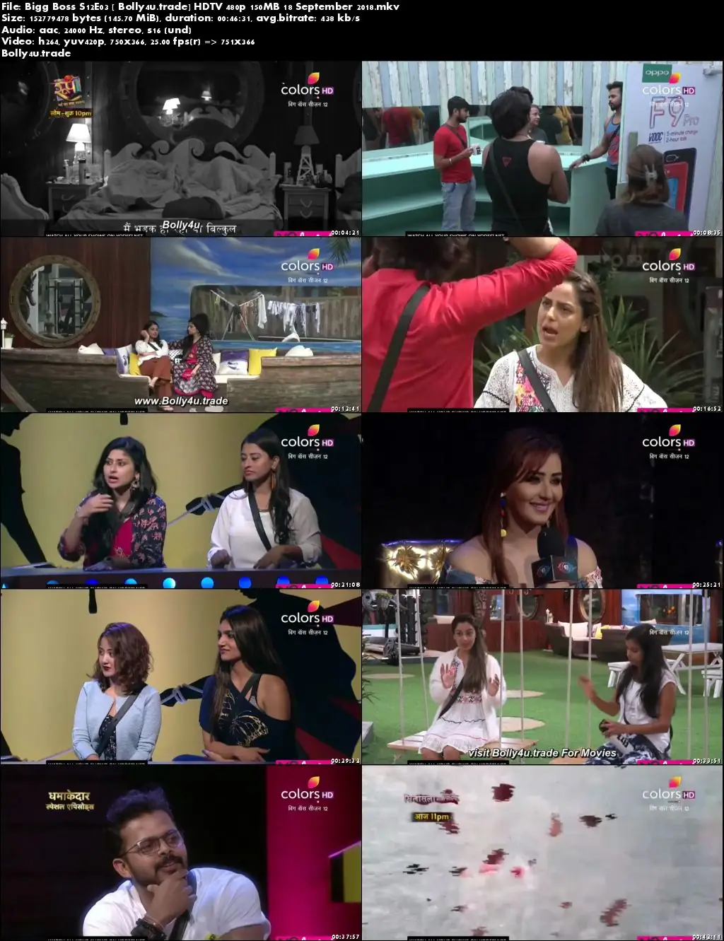 Bigg Boss S12E03 HDTV 480p 150MB 18 September 2018 Download