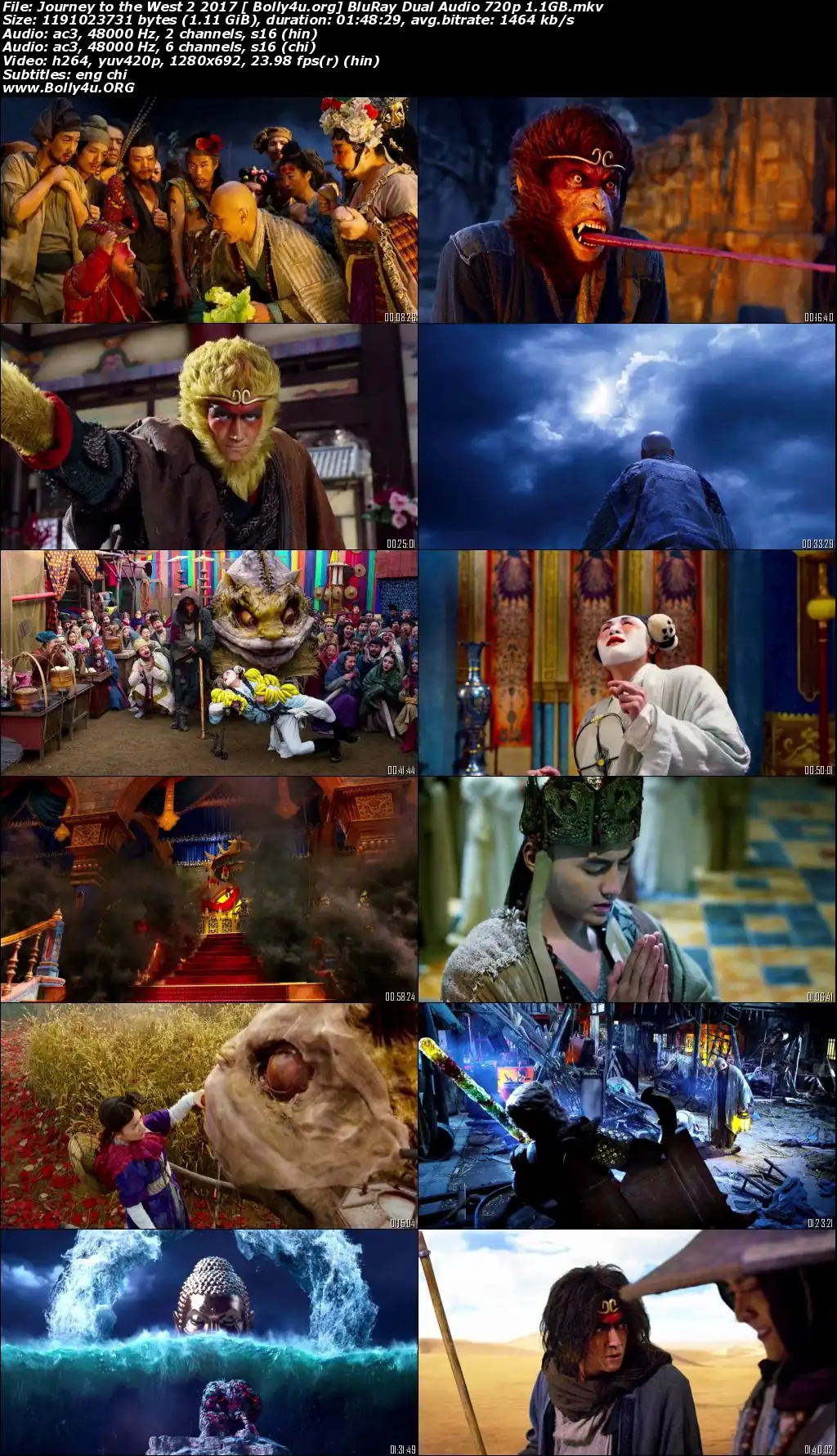 Journey To The West 2 2017 BRRip Hindi Dual Audio 720p ESub Download