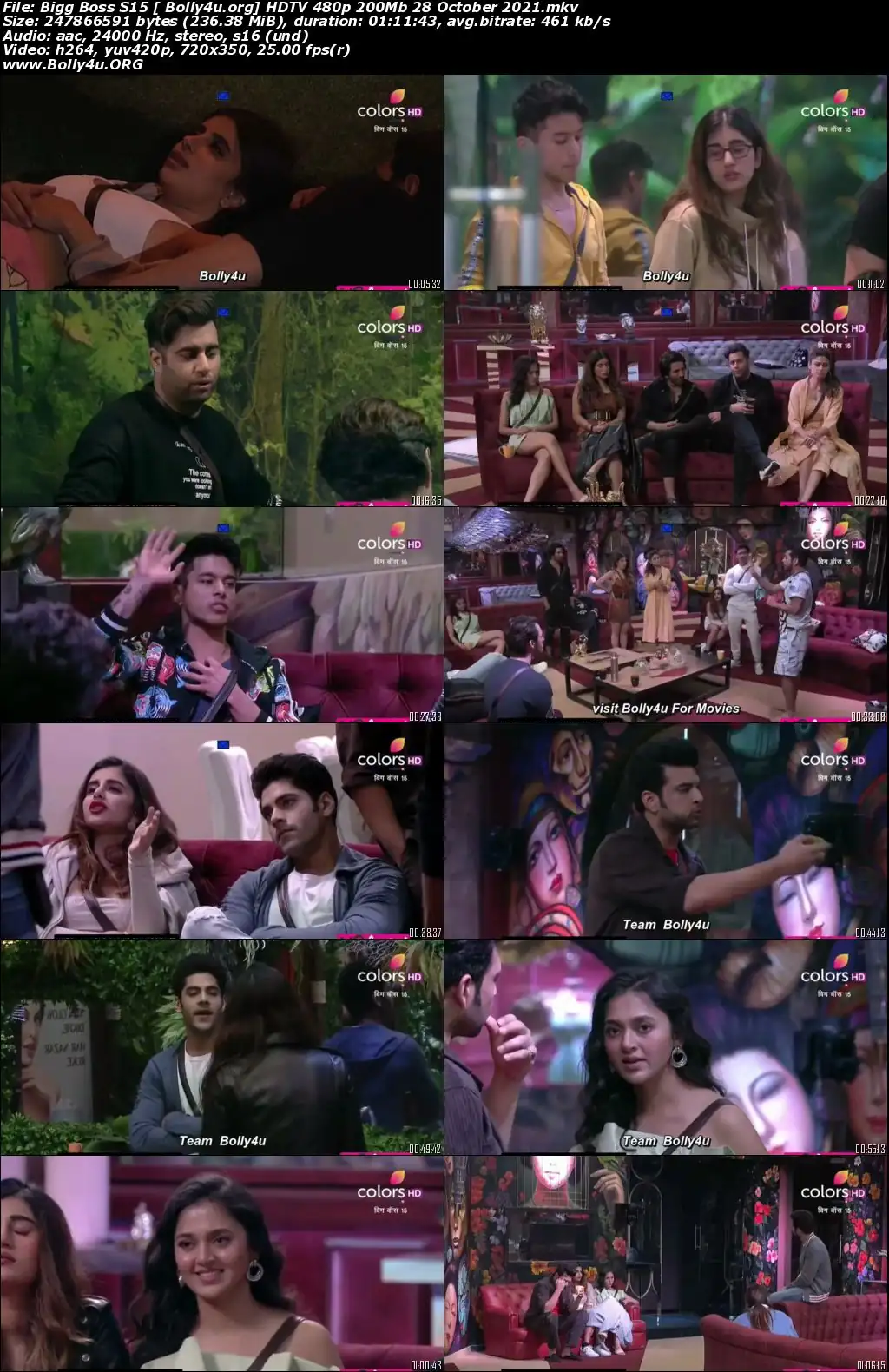 Bigg Boss S15 HDTV 480p 200Mb 28 October 2021 Download