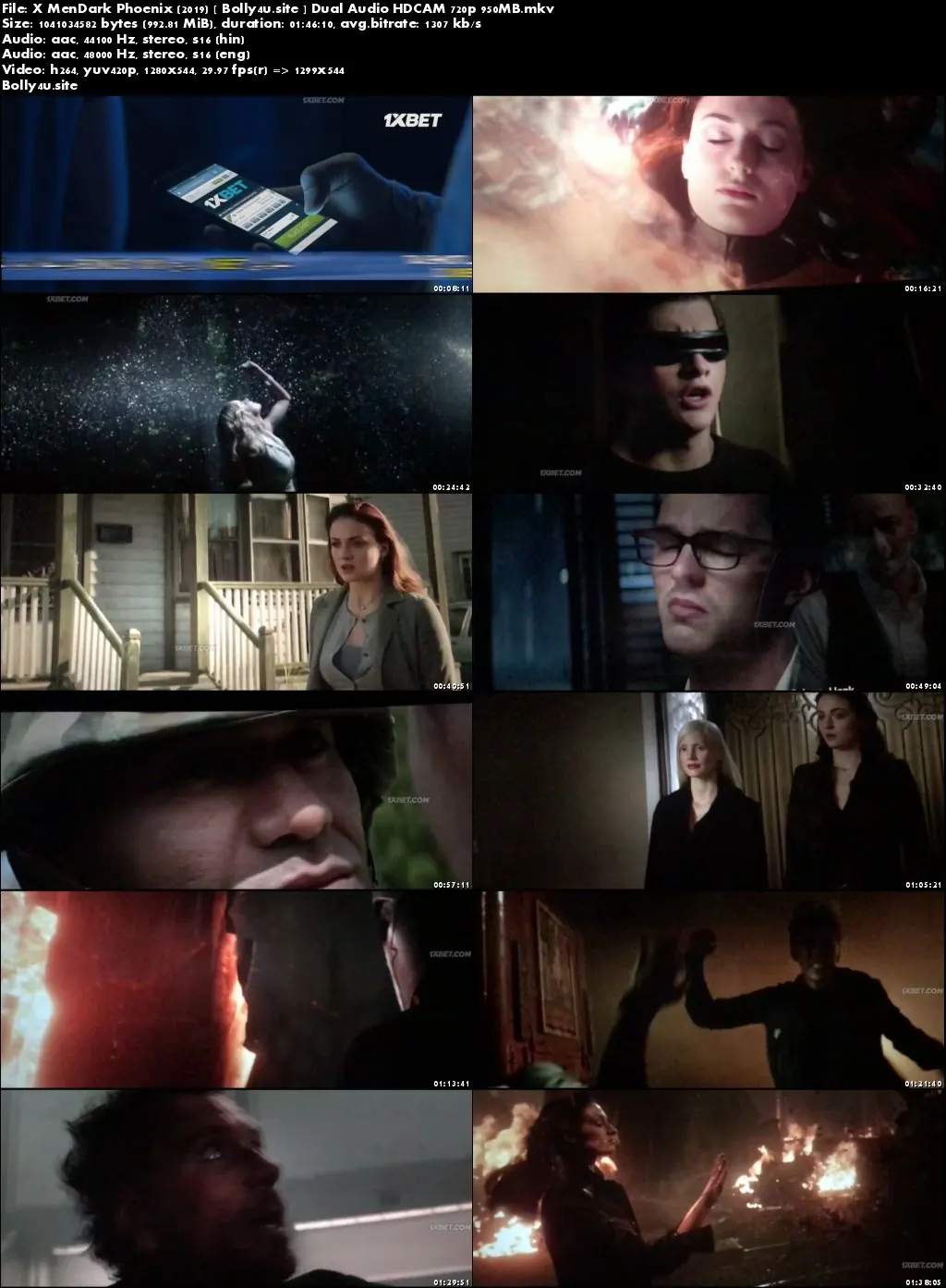 X MenDark Phoenix 2019 HDCAM 950Mb Hindi Dual Audio 720p Download