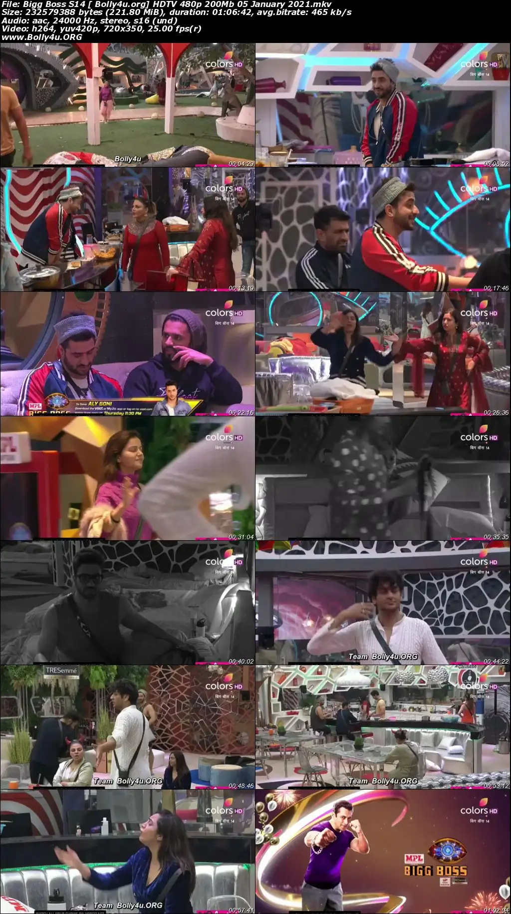 Bigg Boss S14 HDTV 480p 200Mb 05 January 2021 Download