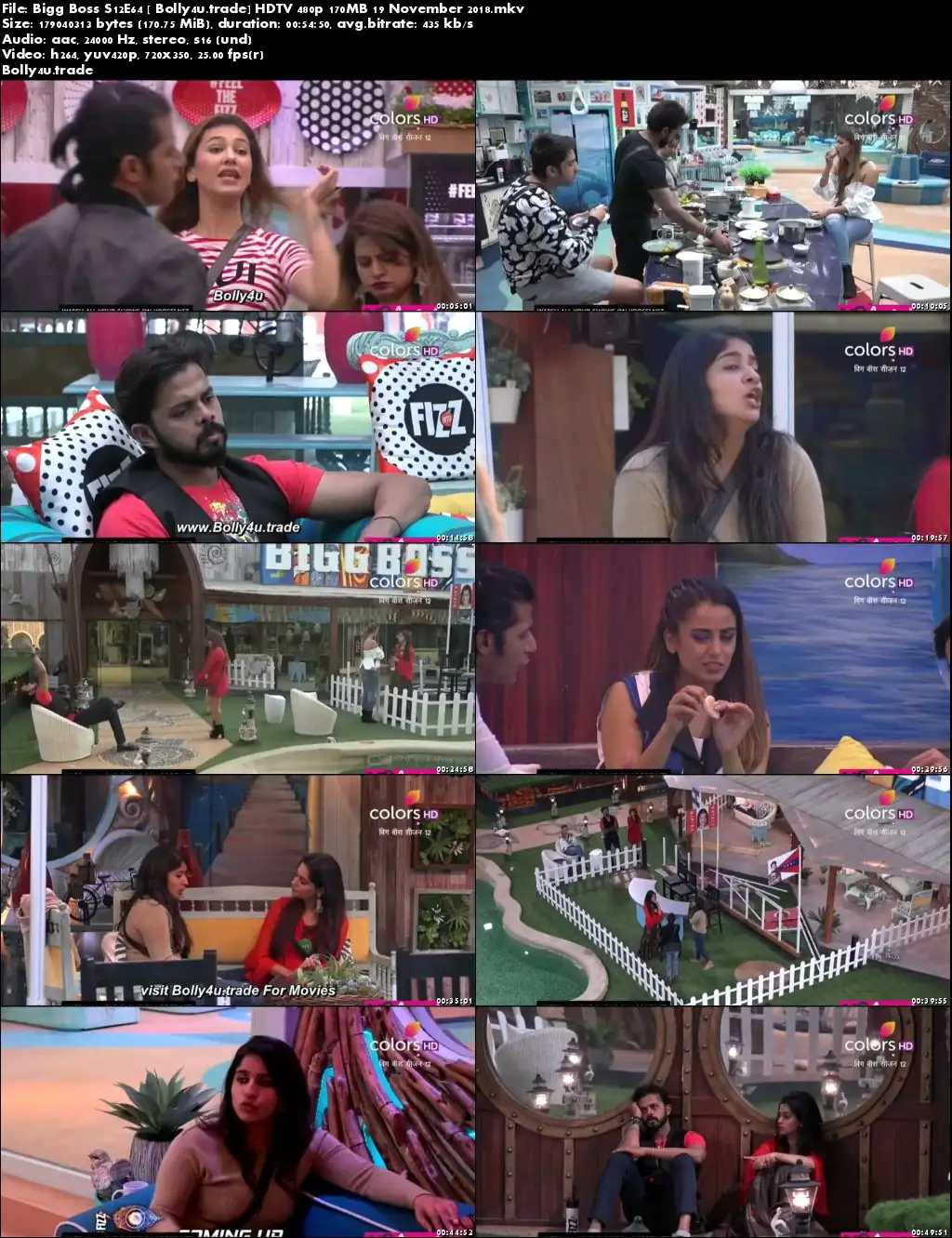 Bigg Boss S12E64 HDTV 480p 170MB 19 November 2018 Download