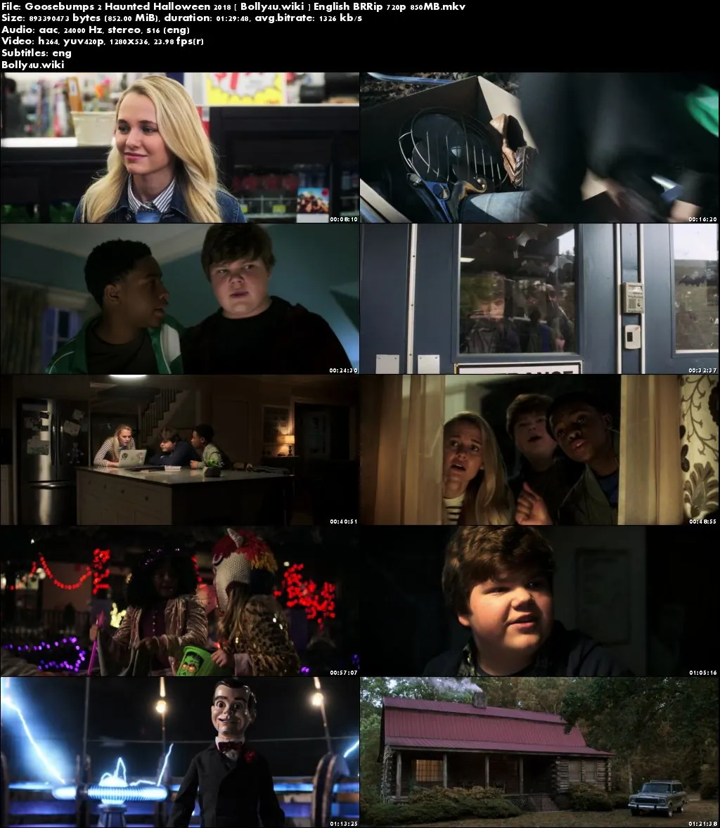 Goosebumps 2 Haunted Halloween 2018 BRRip 300MB English 480p ESub Download