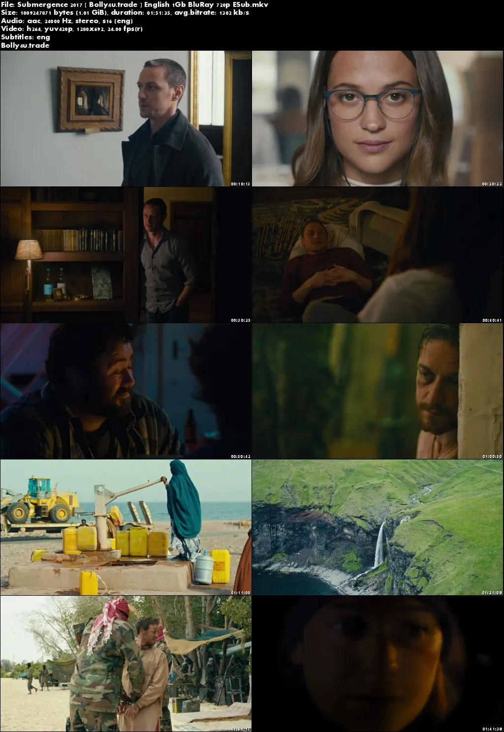 Submergence 2017 BRRip 1Gb English 720p ESub Download