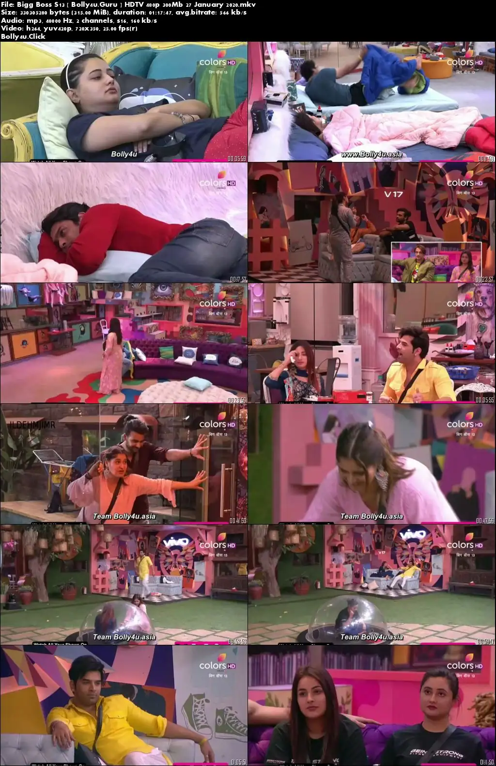 Bigg Boss S13 HDTV 480p 300Mb 27 January 2020 Download