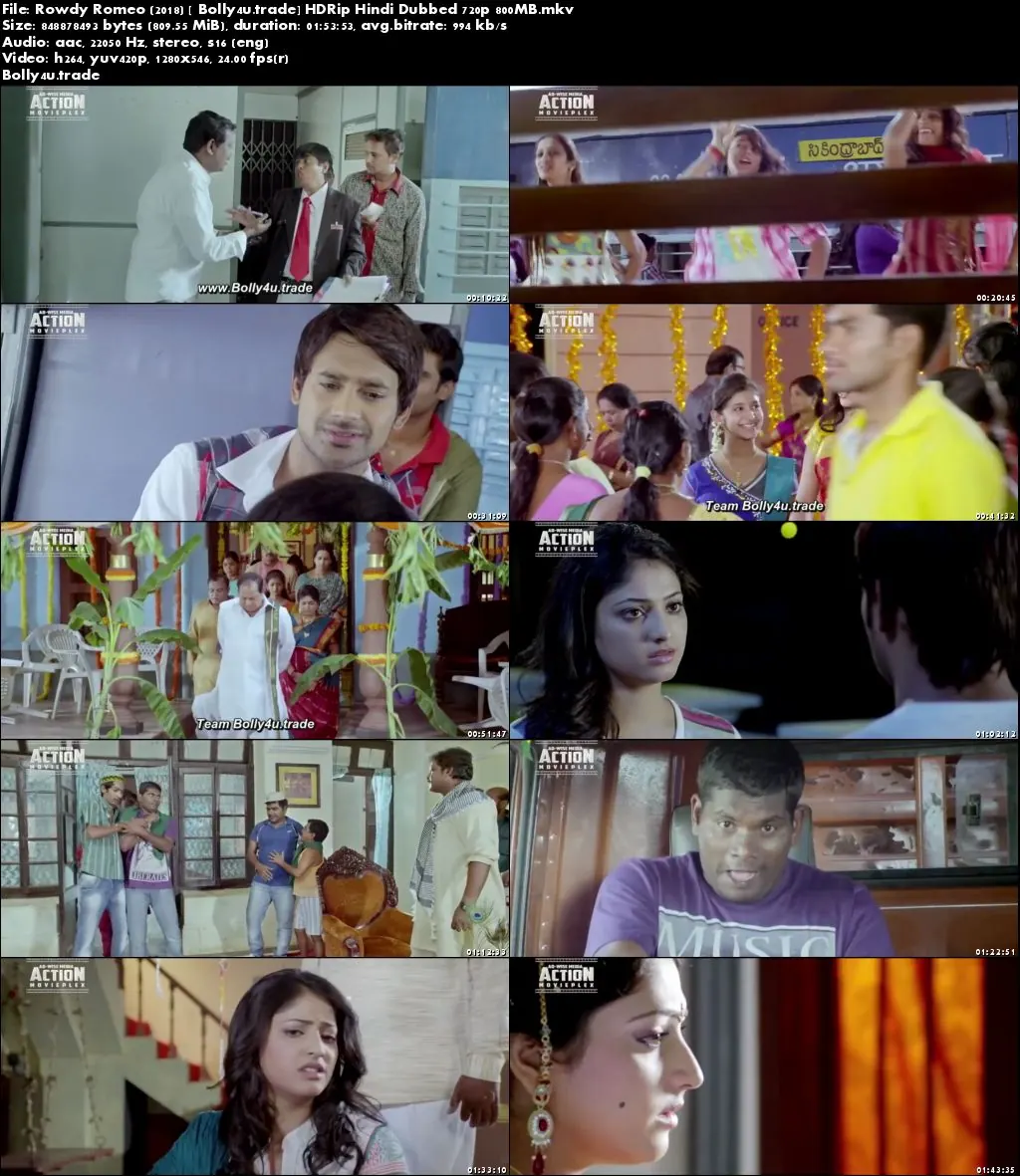 Rowdy Romeo 2018 HDRip 800MB Hindi Dubbed 720p Download