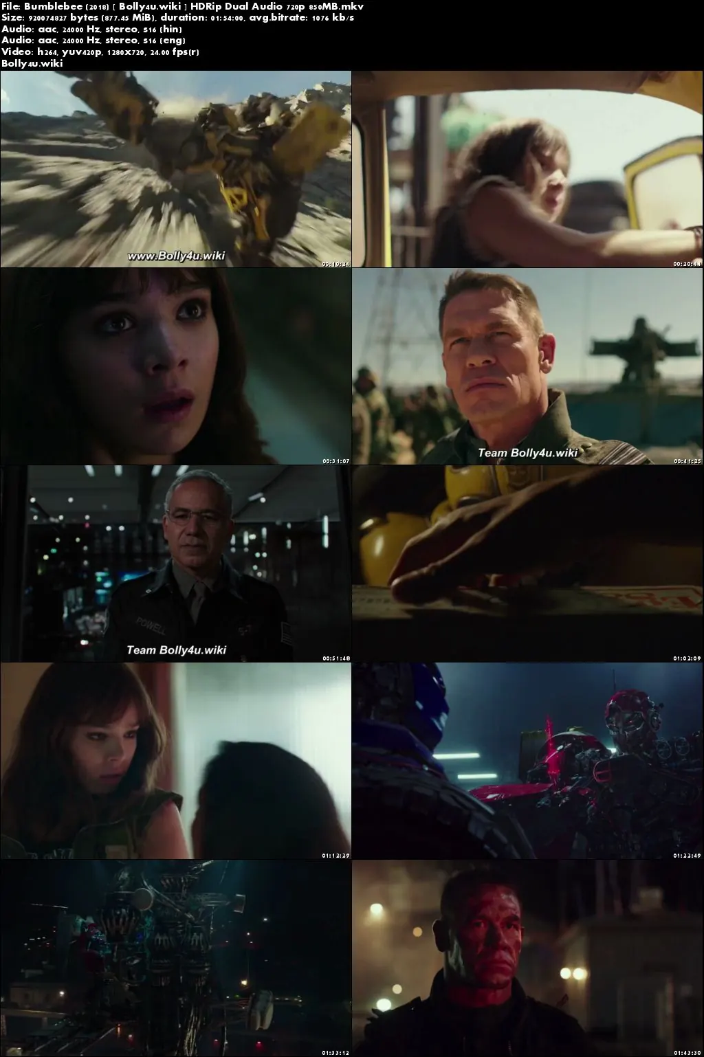 Bumblebee 2018 HDRip 350MB Hindi Dual Audio 480p Download