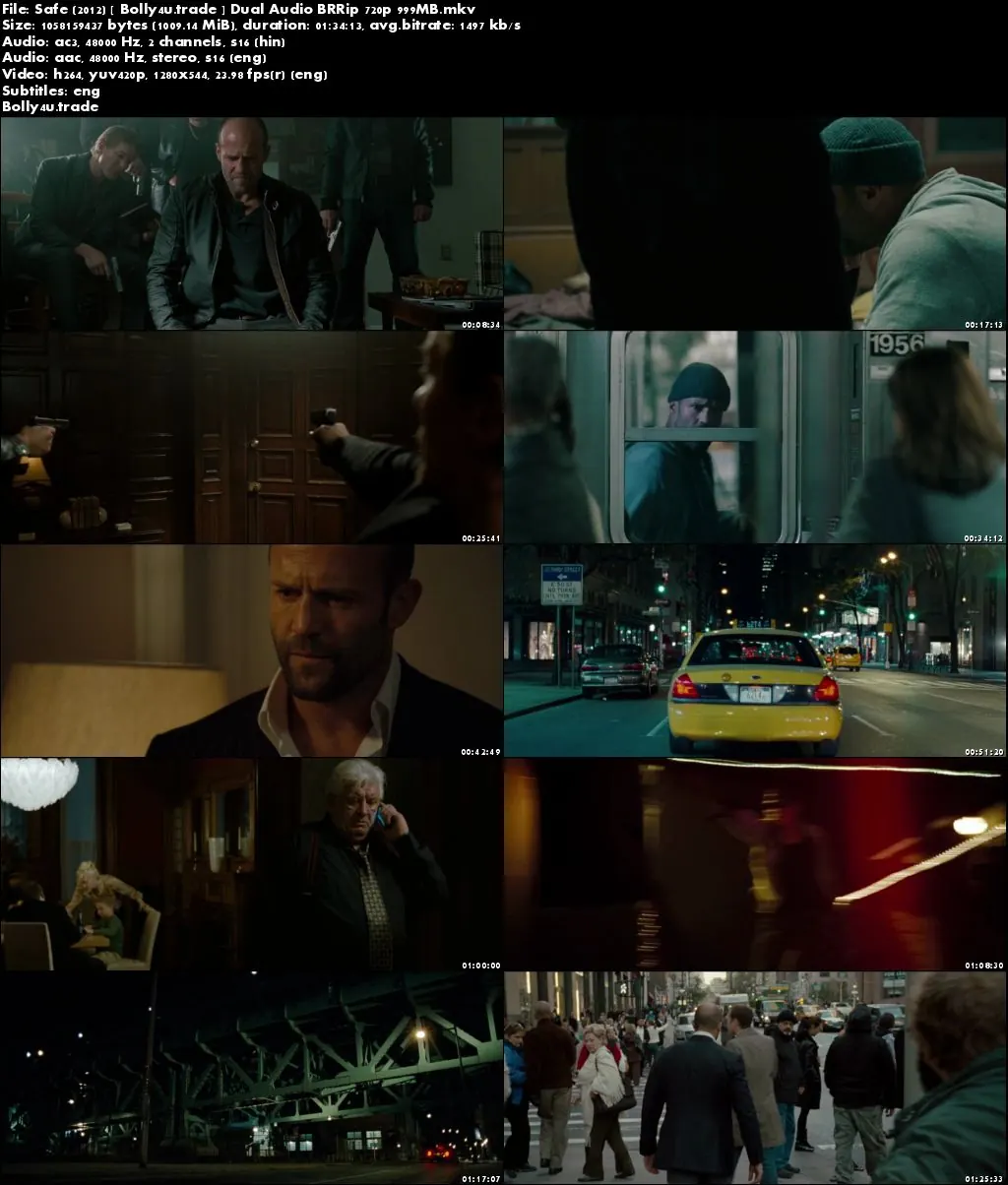 Safe 2012 BluRay 300MB Hindi Dual Audio 480p ESub Download