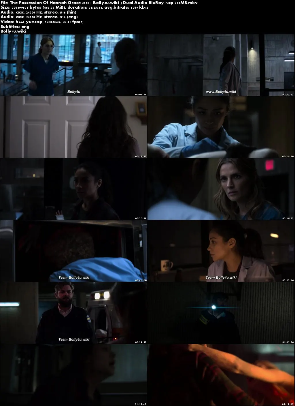 The Possession Of Hannah Grace 2018 BRRip 700MB Hindi Dual Audio ORG 720p Download