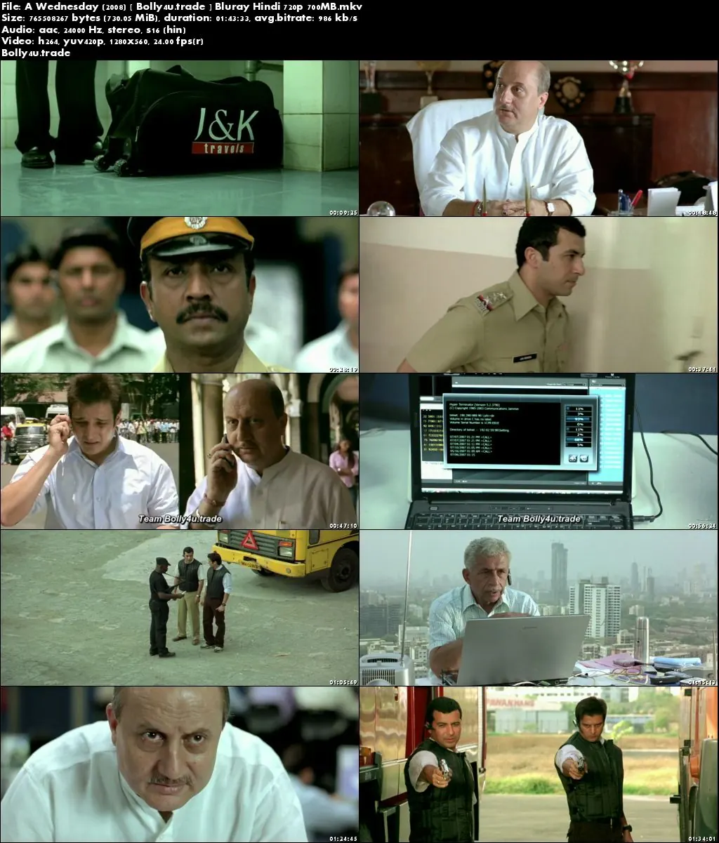 A Wednesday 2008 BluRay 300Mb Full Hindi Movie Download 480p