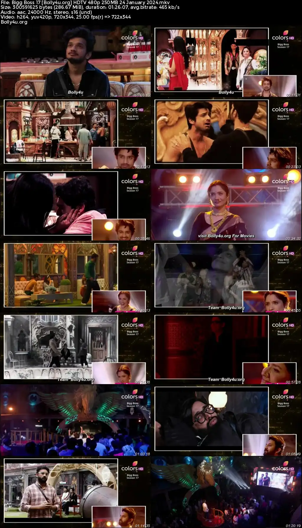 Bigg Boss 17 HDTV 480p 250MB 24 January 2024 Download