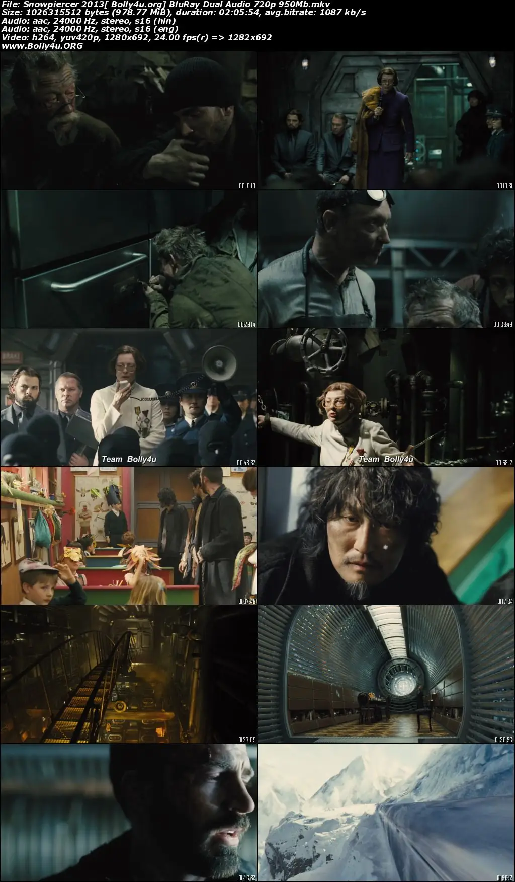 Snowpiercer 2013 BRRip 400MB Hindi Dual Audio 480p Download