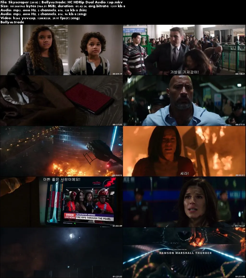 Skyscraper 2018 HC HDRip 350MB Full Hindi Dual Audio Movie Download 480p