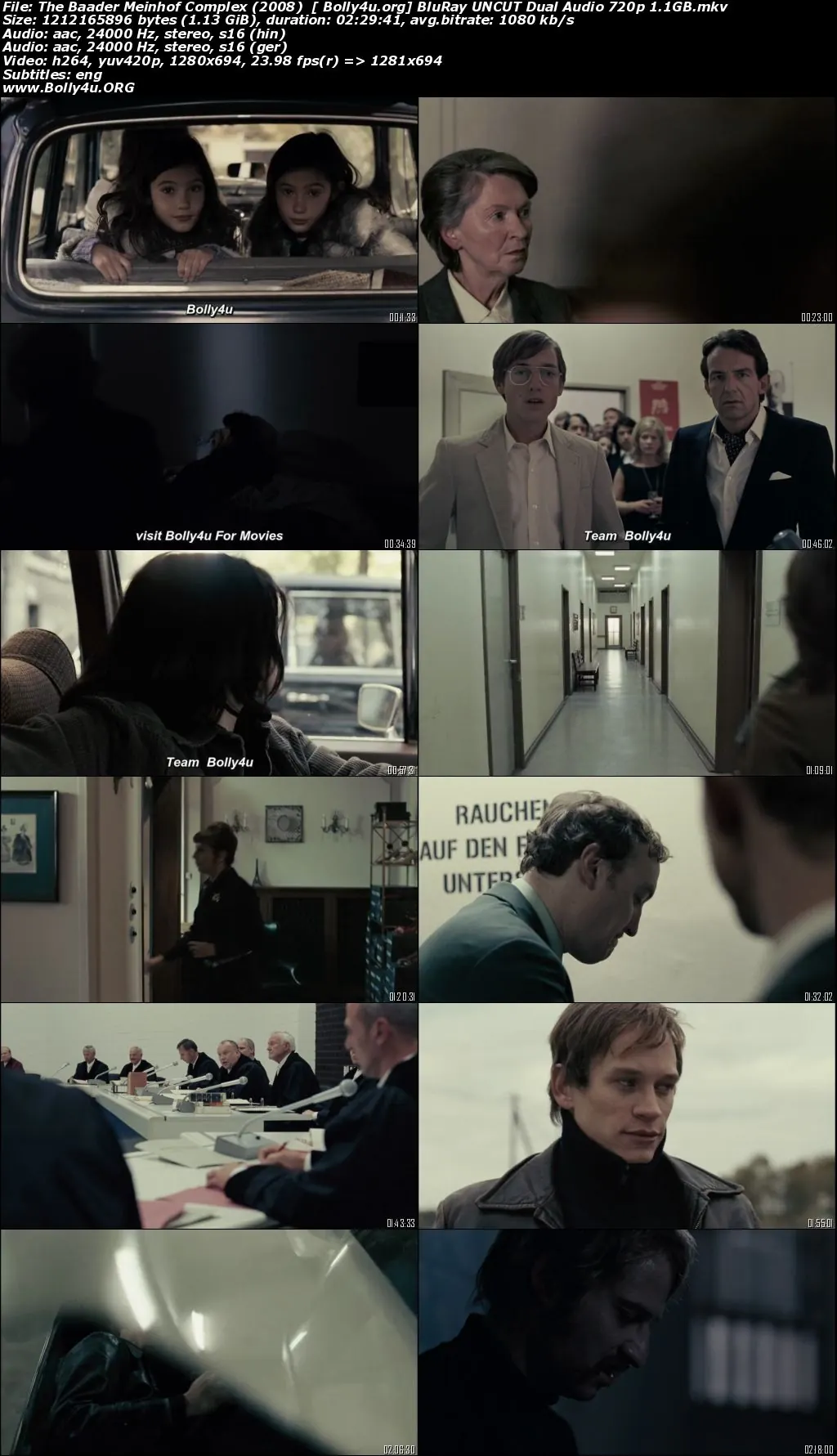 The Baader Meinhof Complex 2008 BluRay 1.1GB UNCUT Hindi Dual Audio 720p Download