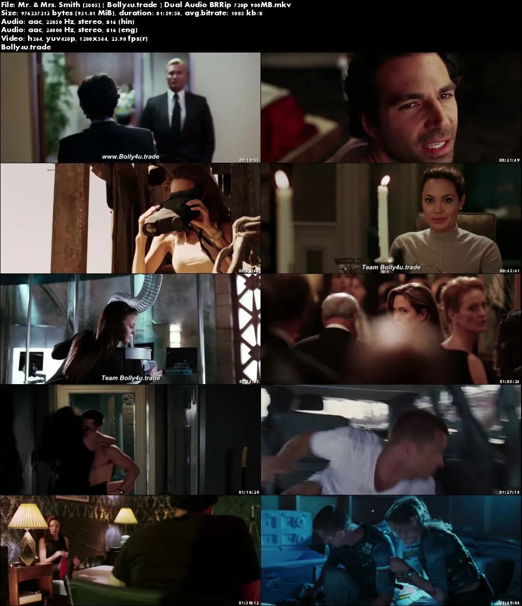 Mr and Mrs Smith 2005 BluRay 900MB Hindi Dual Audio 720p Download