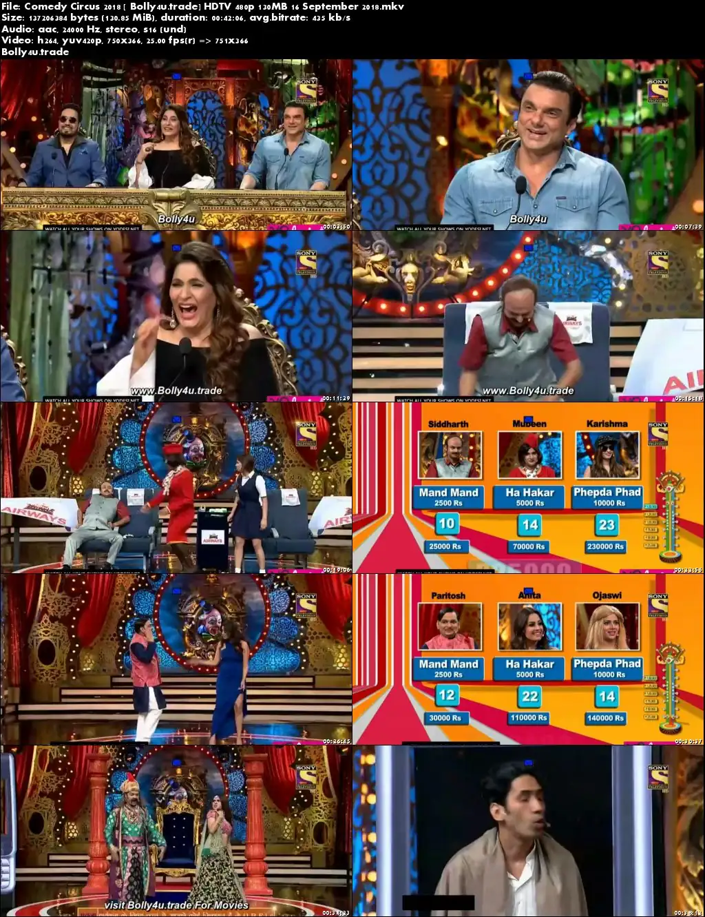 Comedy Circus 2018 HDTV 480p 130MB 16 September 2018 Download
