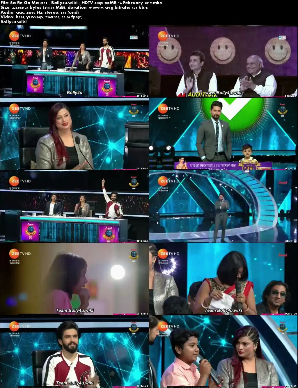 Sa Re Ga Ma 2019 HDTV 480p 200MB 16 February 2019 Download