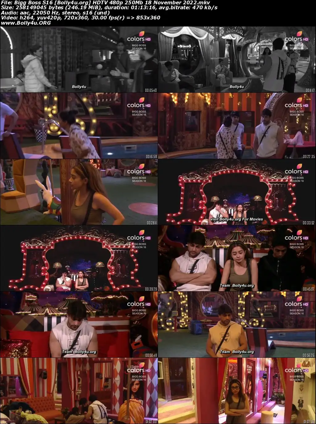 Bigg Boss S16 HDTV 480p 250Mb 18 November 2022 Download