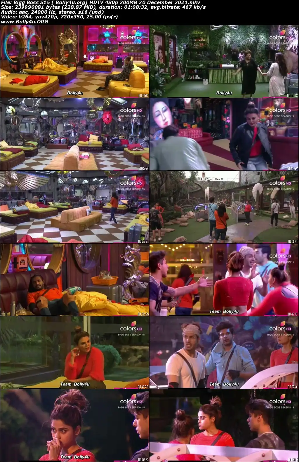 Bigg Boss S15 HDTV 480p 200MB 20 December 2021 Download