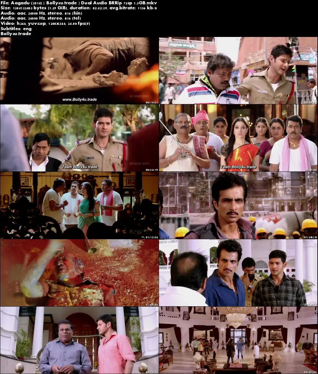 Aagadu 2014 BRRip UNCUT Hindi Dual Audio 720p ESub Download