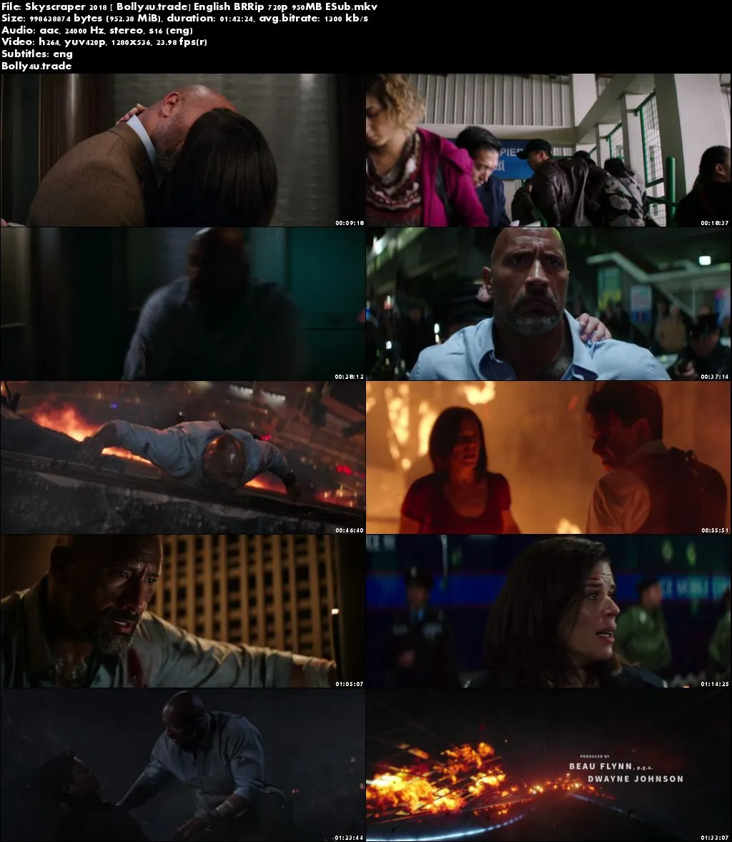Skyscraper 2018 BRRip 300Mb Full English Movie Download 480p ESub