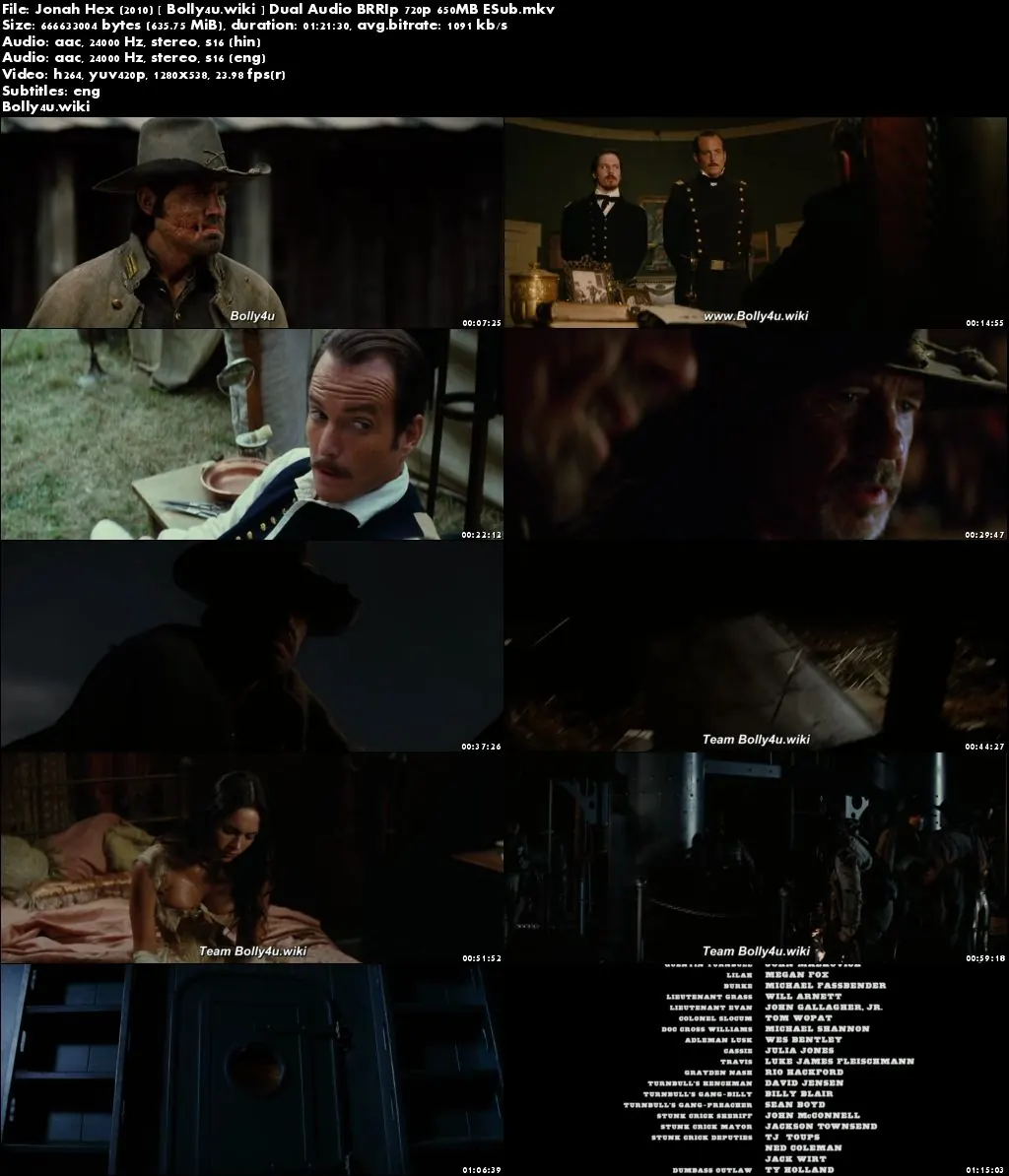 Jonah Hex 2010 BRRip 650Mb Hindi Dual Audio 720p ESub Download