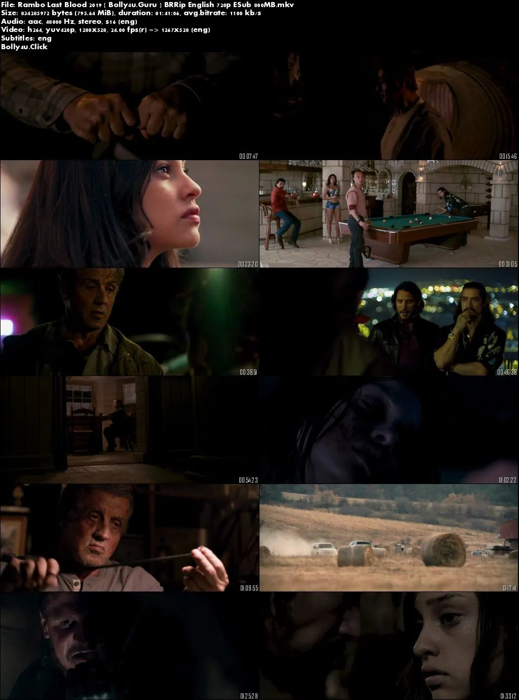 Rambo Last Blood 2019 BRRip 800MB English 720p ESub Download Rambo Last Blood 2019 BRRip 800MB English 720p ESub Download