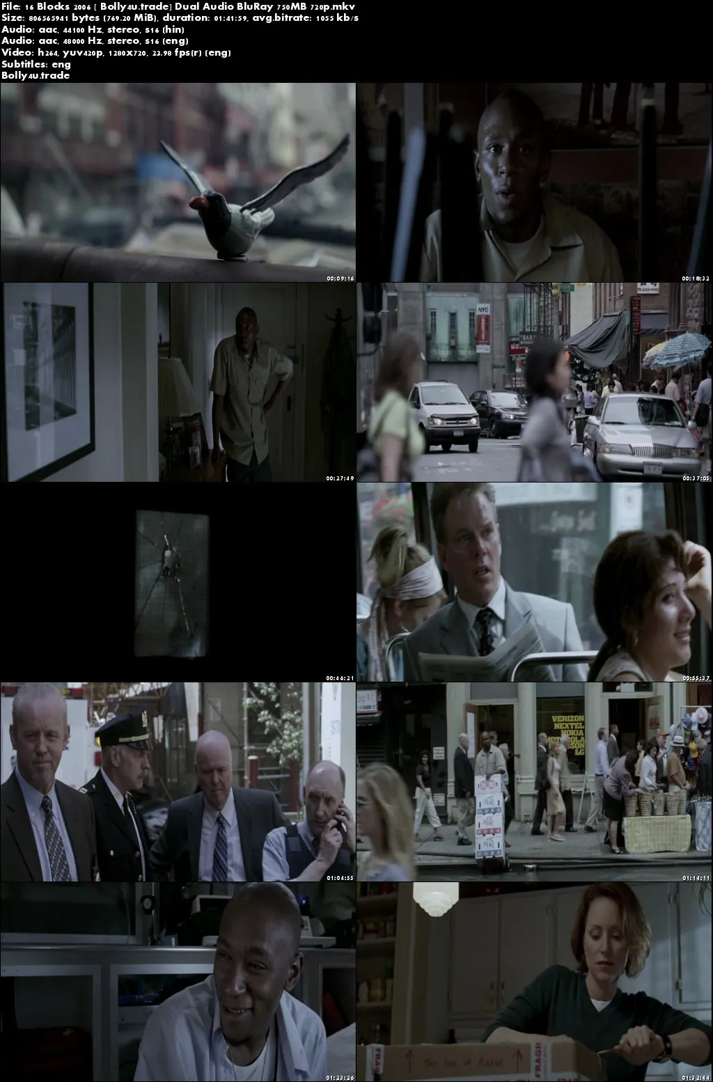 16 Blocks 2006 BluRay 300Mb Full Hindi Dual Audio Movie Download 480p
