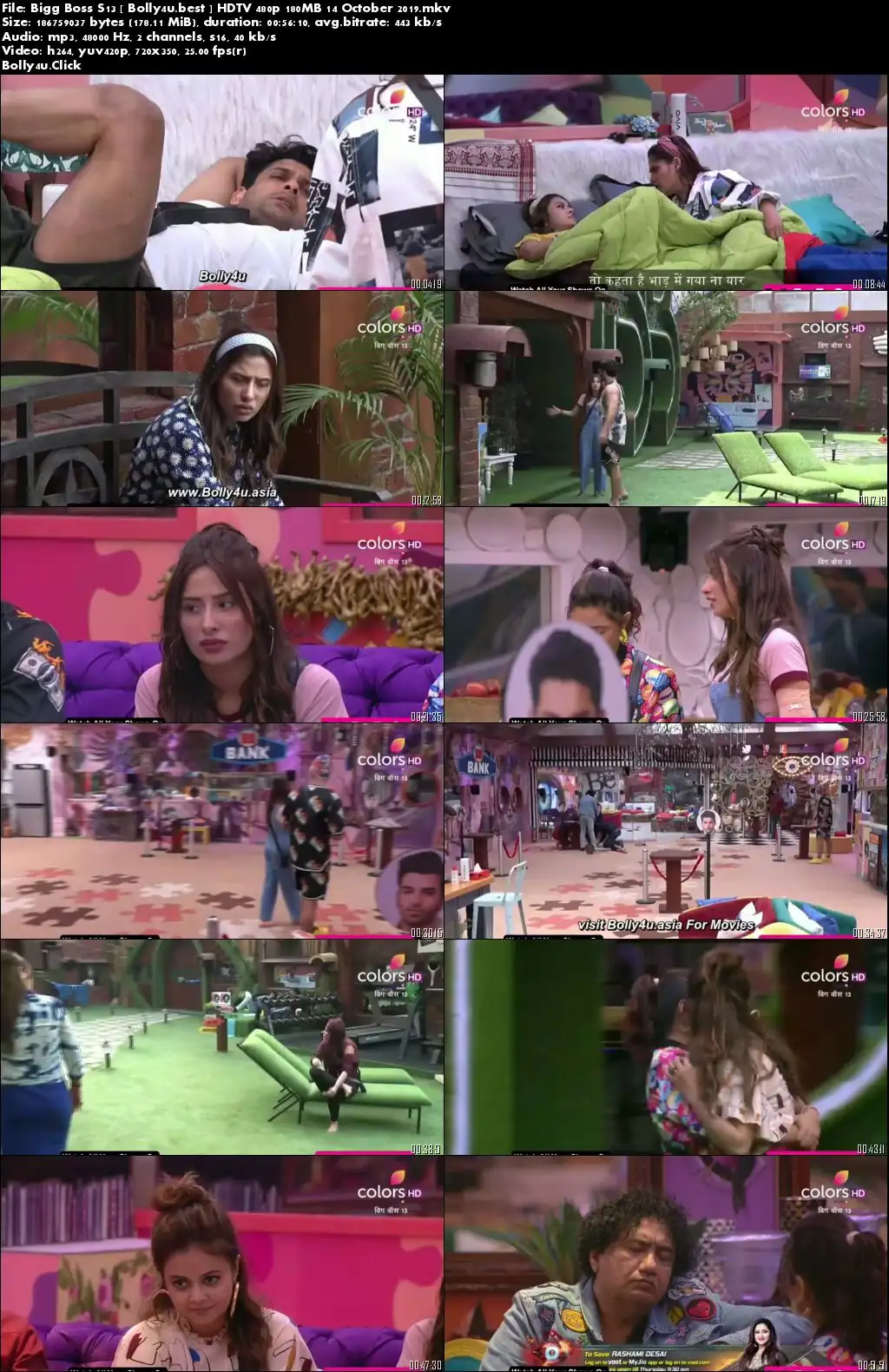 Bigg Boss S13 HDTV 480p 180MB 14 October 2019 Download