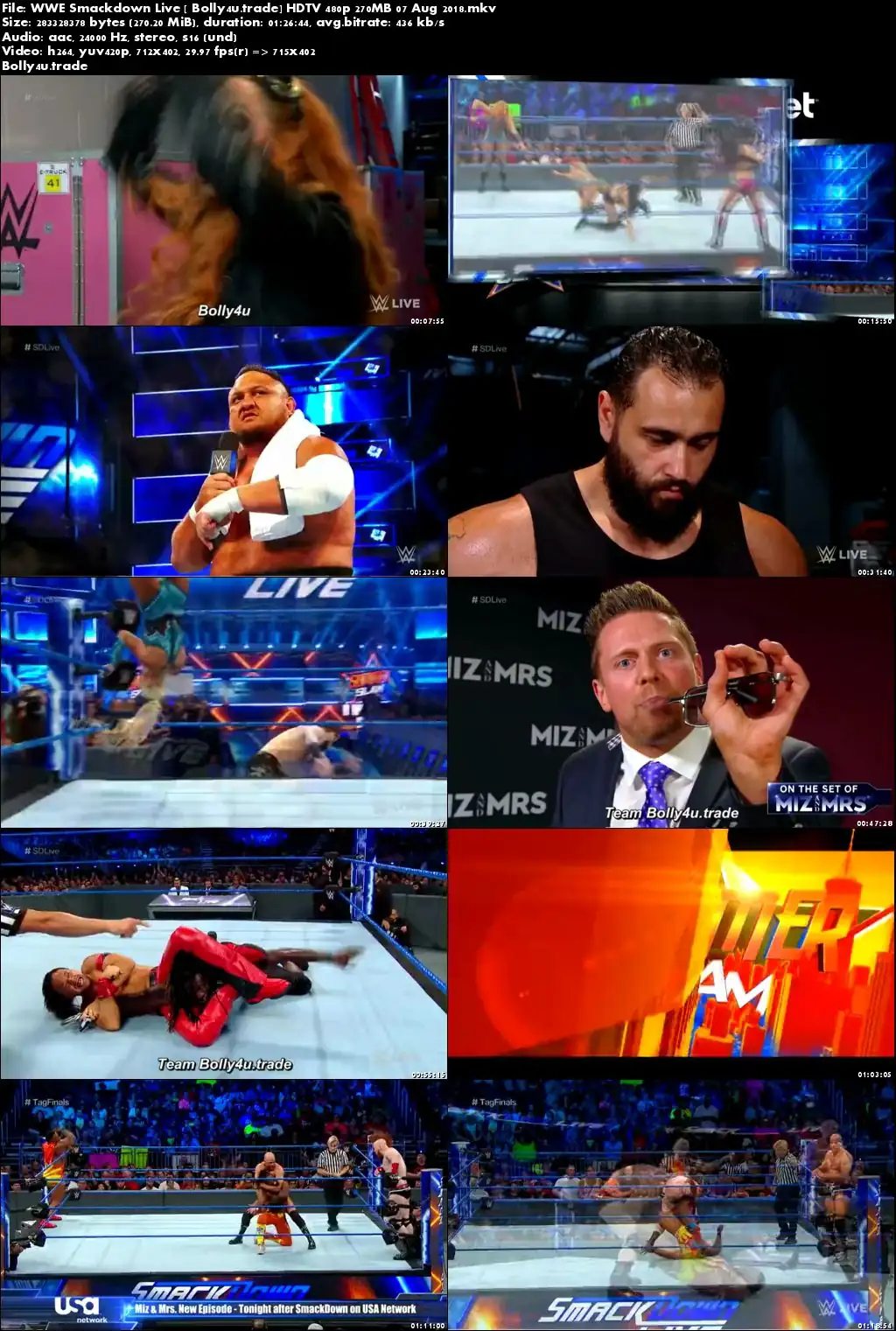 WWE Smackdown Live HDTV 480p 270MB 07 August 2018 Download