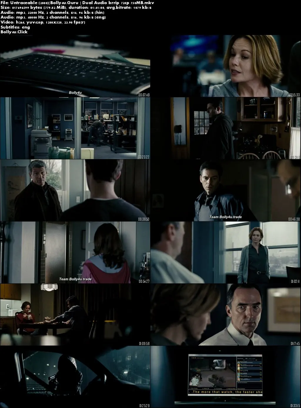 Untraceable 2008 BRRip 750MB Hindi Dual Audio 720p Download Untraceable 2008 BRRip 750MB Hindi Dual Audio 720p Download