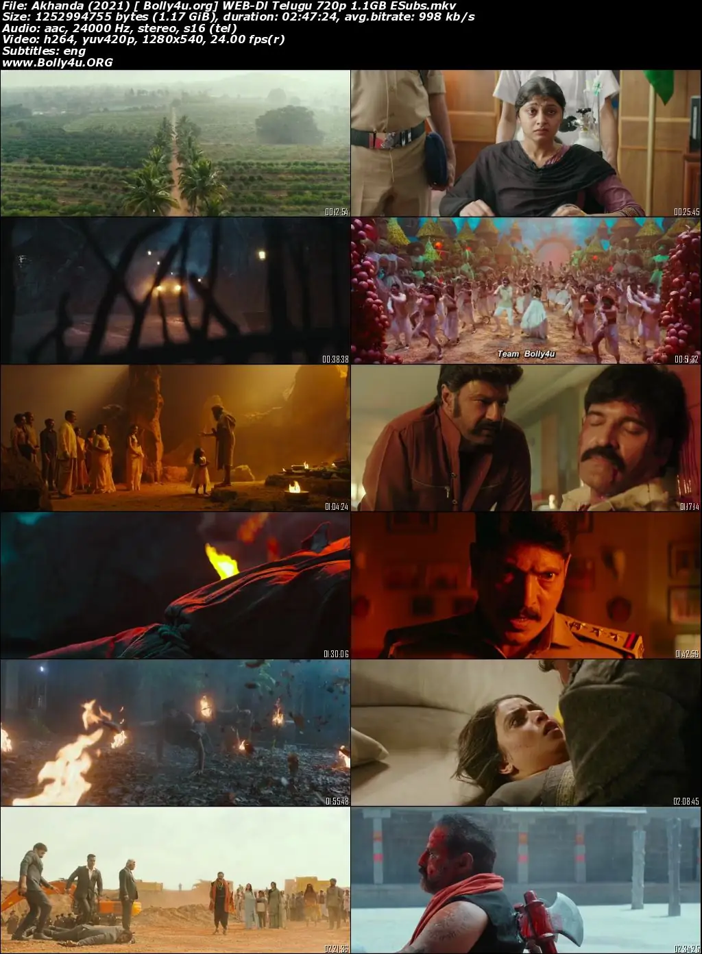Akhanda 2021 WEB-DL 500MB Telugu 480p ESubs Download