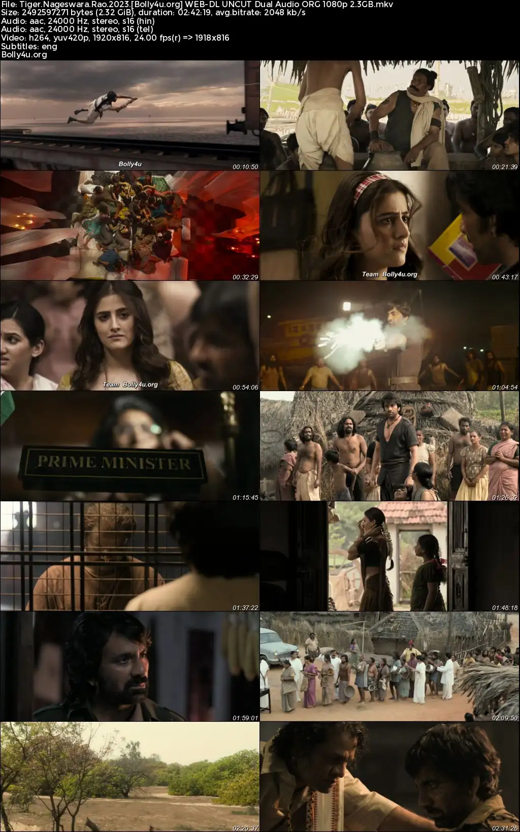 Tiger Nageswara Rao 2023 WEB-DL UNCUT Hindi Dual Audio ORG Full Movie Download 1080p  720p  480p