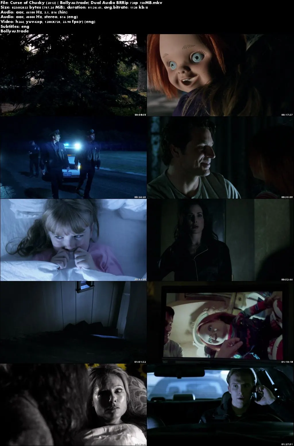 Curse of Chucky 2013 BRRip 300Mb Hindi Dubbed Dual Audio 480p ESub Download