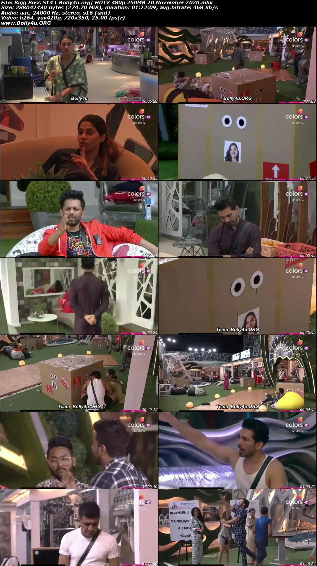 Bigg Boss S14 HDTV 480p 250MB 20 November 2020 Download