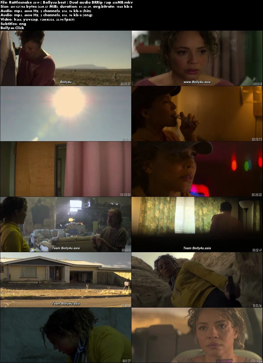 Rattlesnake 2019 BRRip 650Mb Hindi Dual Audio 720p Download