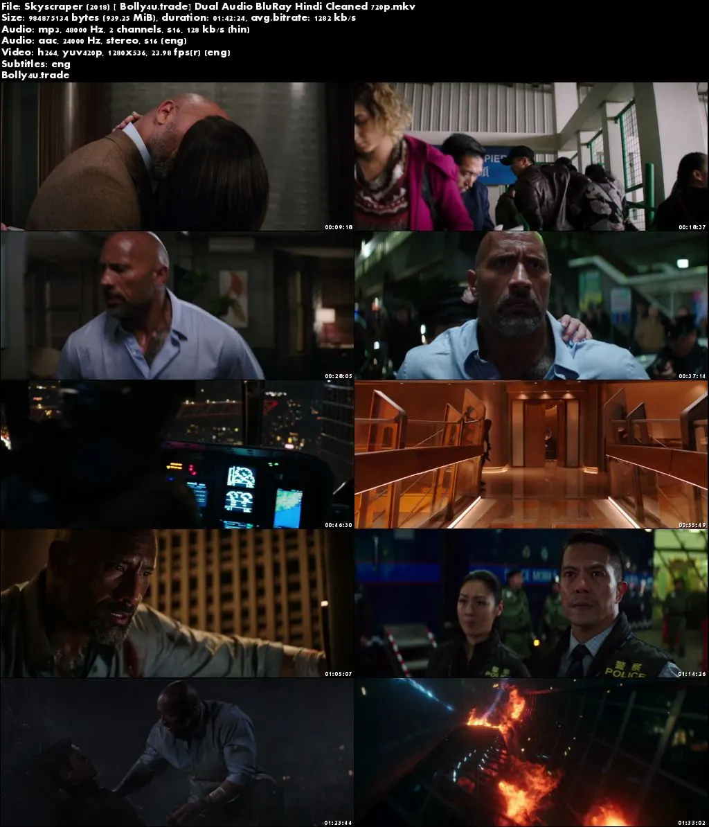 Skyscraper 2018 BluRay 300MB Hindi Cleaned Dual Audio 480p ESub Download