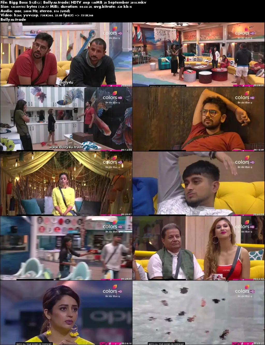 Bigg Boss S12E12 HDTV 480p 140MB 28 September 2018 Download