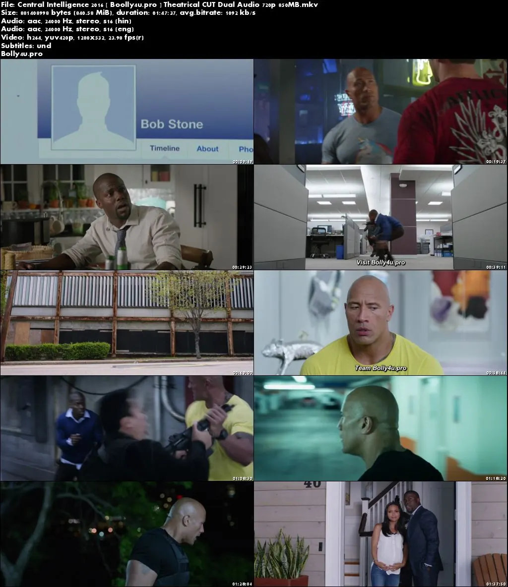 Central Intelligence 2016 BRRip 350MB Theatrical Cut Hindi Dual Audio 480p Download