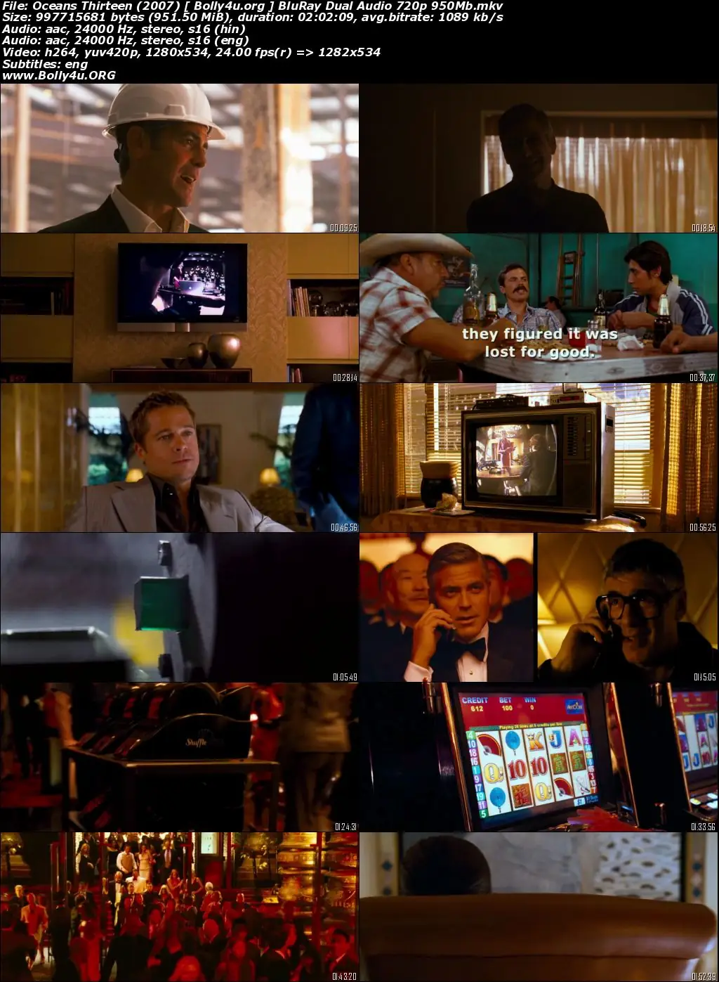Oceans Thirteen 2007 BluRay 950MB Hindi Dual Audio 720p Download
