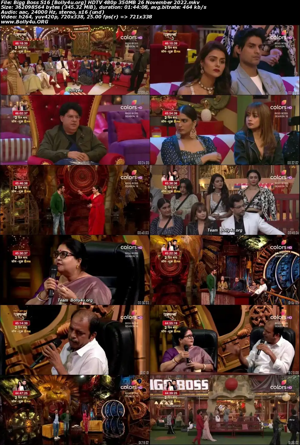 Bigg Boss S16 HDTV 480p 350MB 26 November 2022 Download