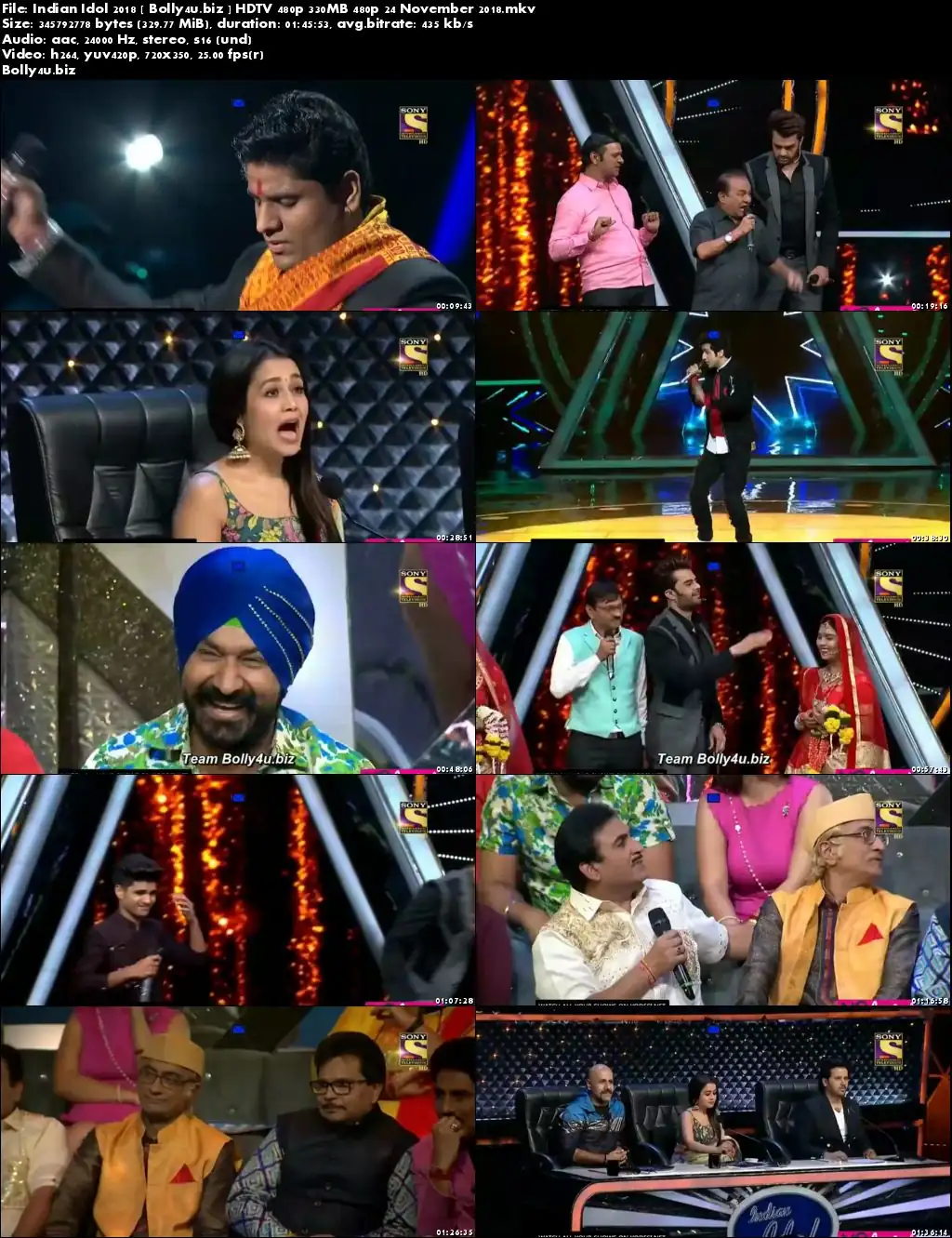 Indian Idol 2018 HDTV 480p 300MB 480p 24 November 2018 Download