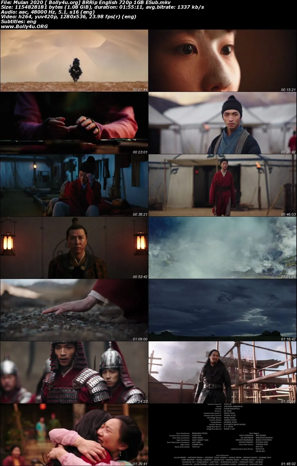 Mulan 2020 BRRip 1Gb English 720p ESub Download