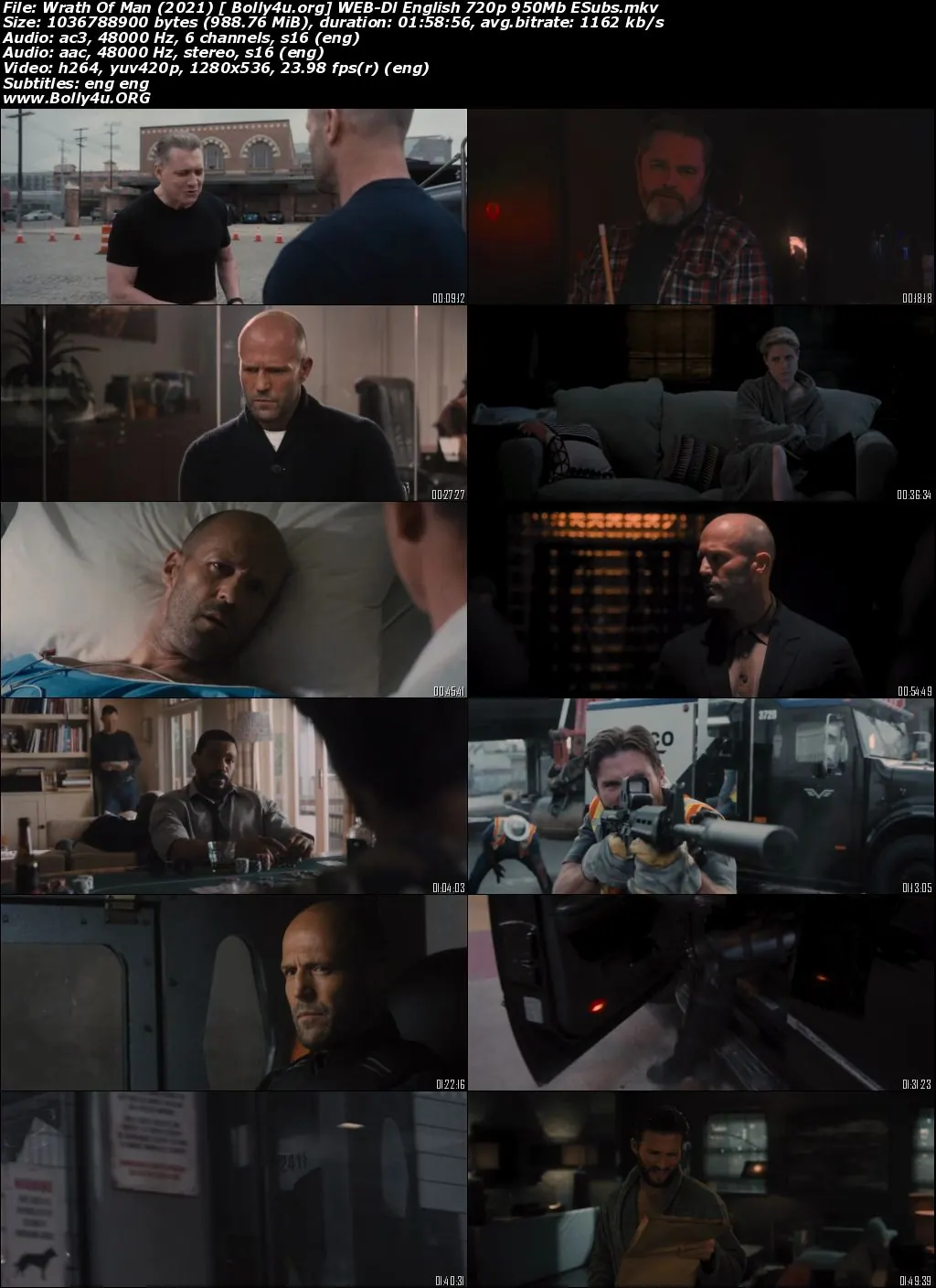 Wrath Of Man 2021 WEB-DL 950Mb English 720p ESubs Download