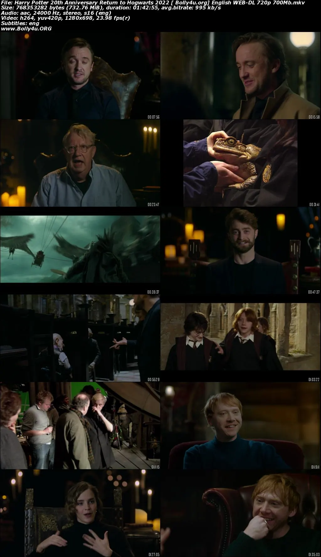 Harry Potter 20th Anniversary Return to Hogwarts 2022 WEB-DL 700MB English 720p ESub Download