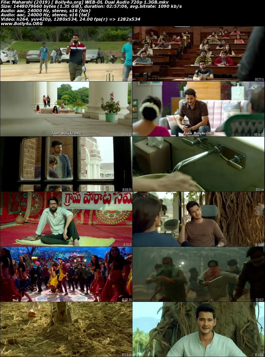 Maharshi 2019 WEB-DL 550Mb Hindi (HQ) Dual Audio 480p Download