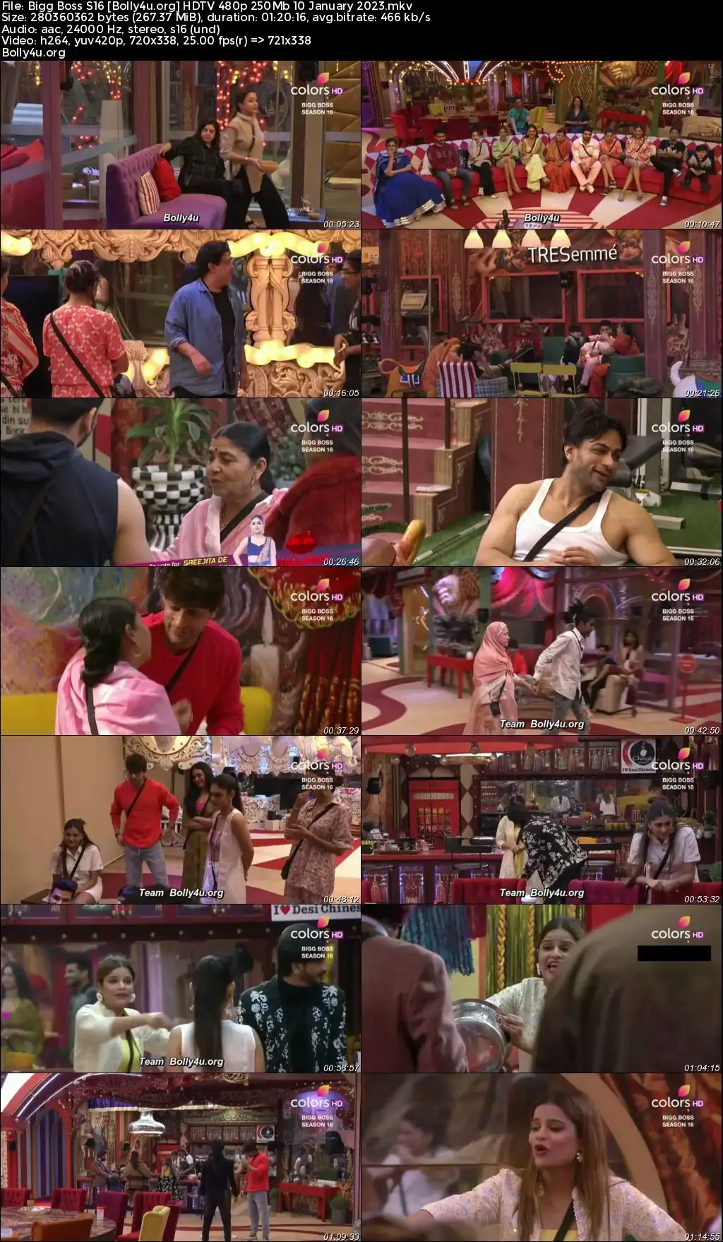 Bigg Boss S16 HDTV 480p 250Mb 10 January 2023 Download